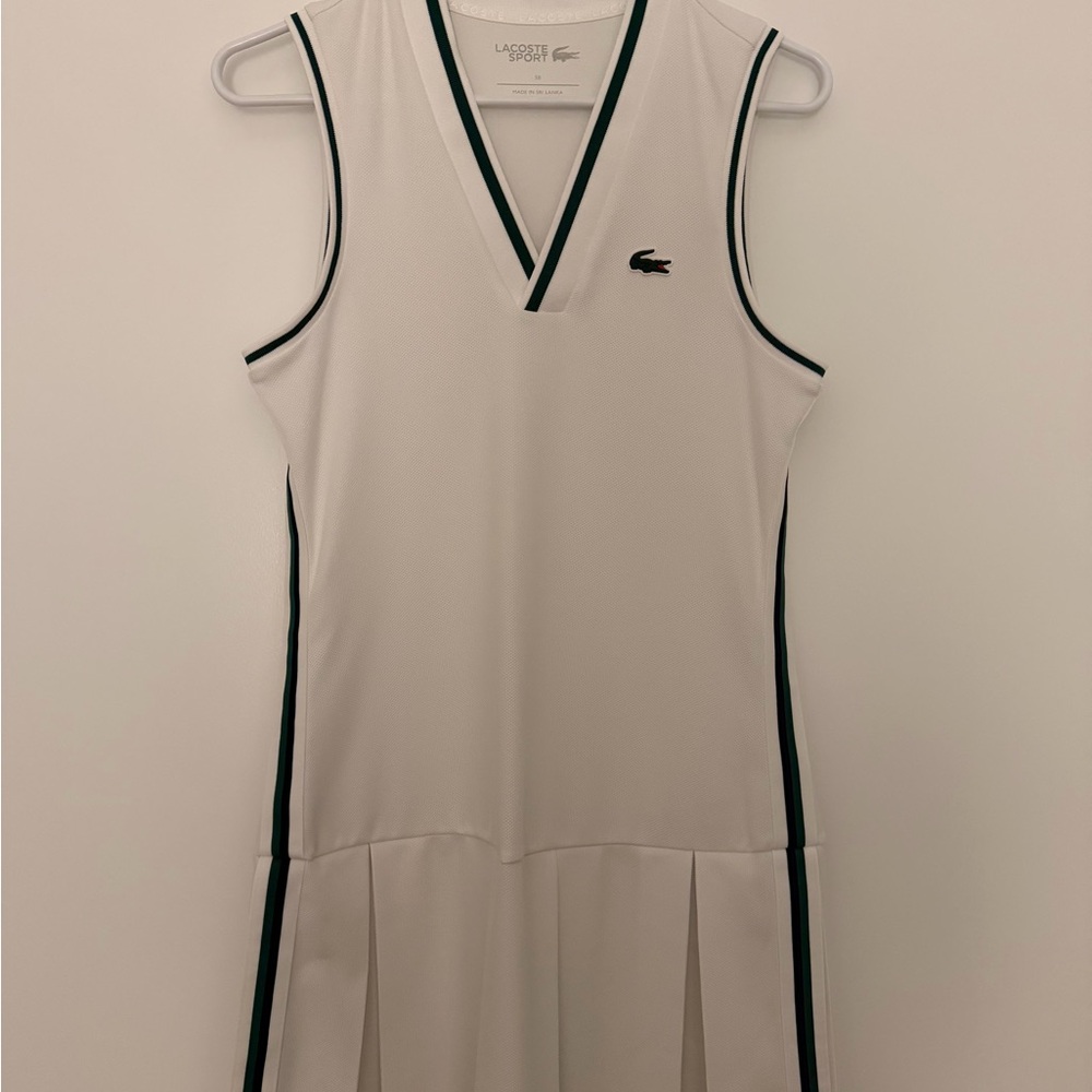 Lacoste Sport White and Green V-Neck Top